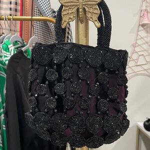 Elegant Black Beaded Women's Bag
